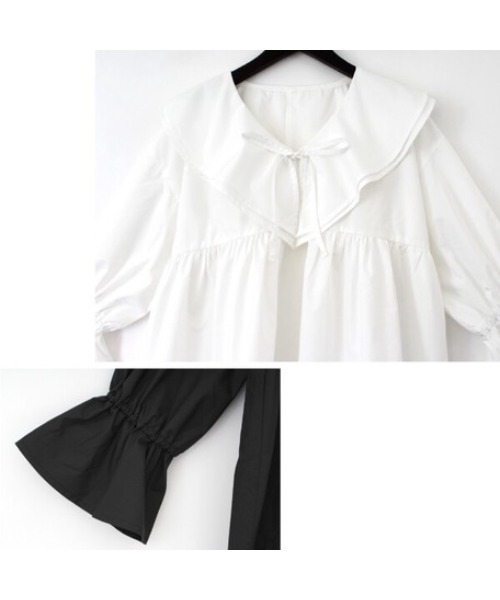 White Collection（ホワイトコレクション）の「【2021SS】ビックカラーブラウス（シャツ/ブラウス・レディース・ブラック/オフホワイト/ライトベージュ・FREE）」の6枚目の写真