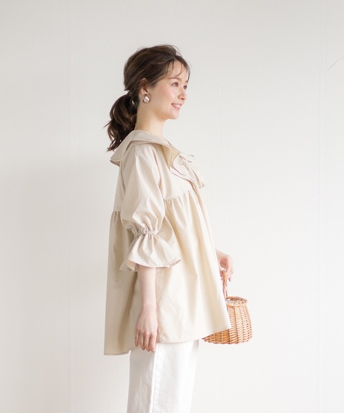 White Collection（ホワイトコレクション）の「【2021SS】ビックカラーブラウス（シャツ/ブラウス・レディース・ブラック/オフホワイト/ライトベージュ・FREE）」の11枚目の写真