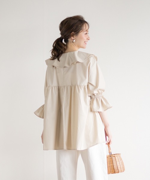 White Collection（ホワイトコレクション）の「【2021SS】ビックカラーブラウス（シャツ/ブラウス・レディース・ブラック/オフホワイト/ライトベージュ・FREE）」の15枚目の写真