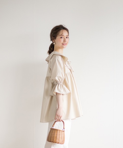 White Collection（ホワイトコレクション）の「【2021SS】ビックカラーブラウス（シャツ/ブラウス・レディース・ブラック/オフホワイト/ライトベージュ・FREE）」の14枚目の写真