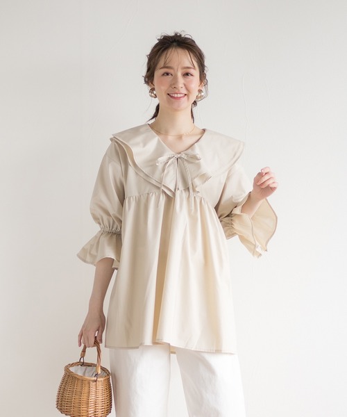 White Collection（ホワイトコレクション）の「【2021SS】ビックカラーブラウス（シャツ/ブラウス・レディース・ブラック/オフホワイト/ライトベージュ・FREE）」の10枚目の写真