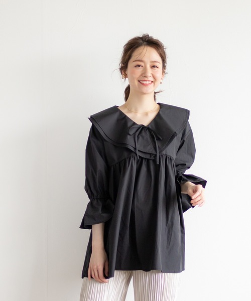 White Collection（ホワイトコレクション）の「【2021SS】ビックカラーブラウス（シャツ/ブラウス・レディース・ブラック/オフホワイト/ライトベージュ・FREE）」の16枚目の写真