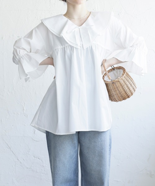 White Collection（ホワイトコレクション）の「【2021SS】ビックカラーブラウス（シャツ/ブラウス・レディース・ブラック/オフホワイト/ライトベージュ・FREE）」の17枚目の写真