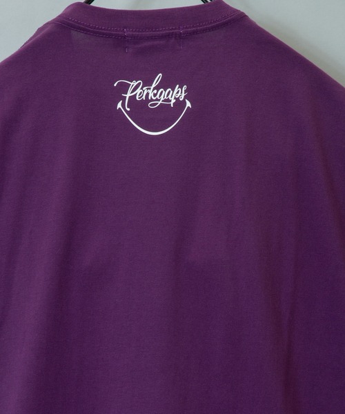 PERK GAPS（パークギャップス）の「SM*PGｽﾏｲﾙTEE（Tシャツ/カットソー・メンズ・ホワイト/ブラック/カーキ/パープル・M/L）」の6枚目の写真