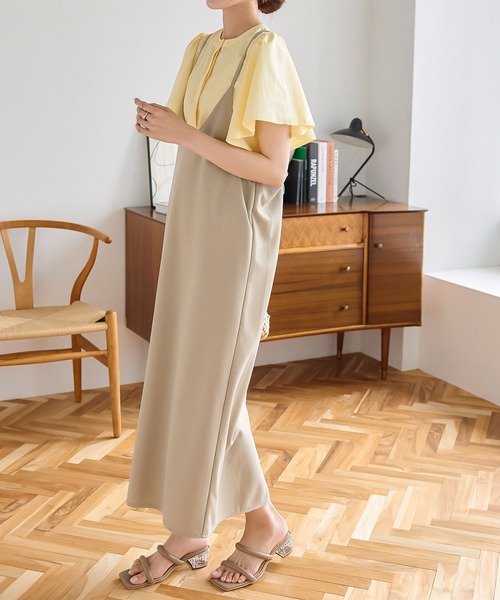 KOBE LETTUCE（コウベレタス）の「バックデザインが選べる2type　Vネックロングキャソールミワンピース（ワンピース・レディース・グレイッシュベージュ/ブルー/ピンク/モカ/ブラック/カーキ/ミント/バーガンディー/パープル系/ネイビー/ブラウン系/ベージュ系/グリーン系/パープル系1/ブラック系/オレンジ系その他/オレンジ系その他2/ネイビー系/グレー系1/グレー/グリーン系1/グリーン系2/ベージュ系1/ベージュ系2/ボルドー/ワイン系・L～LL/S～Ｍ/L/LL/S/M/L/XL）」の8枚目の写真