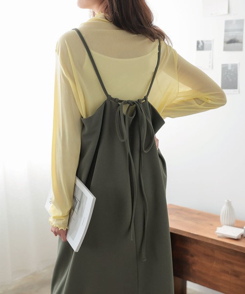 KOBE LETTUCE（コウベレタス）の「バックデザインが選べる2type　Vネックロングキャソールミワンピース（ワンピース・レディース・グレイッシュベージュ/ブルー/ピンク/モカ/ブラック/カーキ/ミント/バーガンディー/パープル系/ネイビー/ブラウン系/ベージュ系/グリーン系/パープル系1/ブラック系/オレンジ系その他/オレンジ系その他2/ネイビー系/グレー系1/グレー/グリーン系1/グリーン系2/ベージュ系1/ベージュ系2/ボルドー/ワイン系・L～LL/S～Ｍ/L/LL/S/M/L/XL）」の13枚目の写真