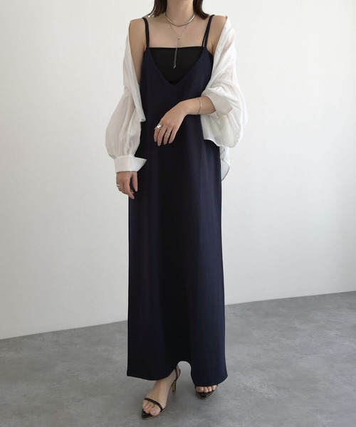 KOBE LETTUCE（コウベレタス）の「バックデザインが選べる2type　Vネックロングキャソールミワンピース（ワンピース・レディース・グレイッシュベージュ/ブルー/ピンク/モカ/ブラック/カーキ/ミント/バーガンディー/パープル系/ネイビー/ブラウン系/ベージュ系/グリーン系/パープル系1/ブラック系/オレンジ系その他/オレンジ系その他2/ネイビー系/グレー系1/グレー/グリーン系1/グリーン系2/ベージュ系1/ベージュ系2/ボルドー/ワイン系・L～LL/S～Ｍ/L/LL/S/M/L/XL）」の16枚目の写真