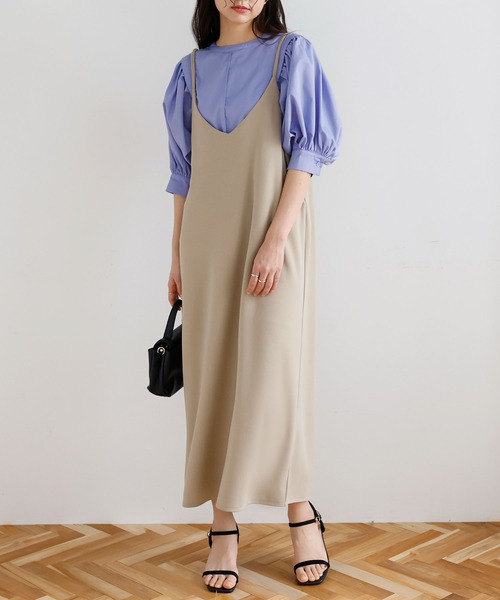 KOBE LETTUCE（コウベレタス）の「バックデザインが選べる2type　Vネックロングキャソールミワンピース（ワンピース・レディース・グレイッシュベージュ/ブルー/ピンク/モカ/ブラック/カーキ/ミント/バーガンディー/パープル系/ネイビー/ブラウン系/ベージュ系/グリーン系/パープル系1/ブラック系/オレンジ系その他/オレンジ系その他2/ネイビー系/グレー系1/グレー/グリーン系1/グリーン系2/ベージュ系1/ベージュ系2/ボルドー/ワイン系・L～LL/S～Ｍ/L/LL/S/M/L/XL）」の7枚目の写真