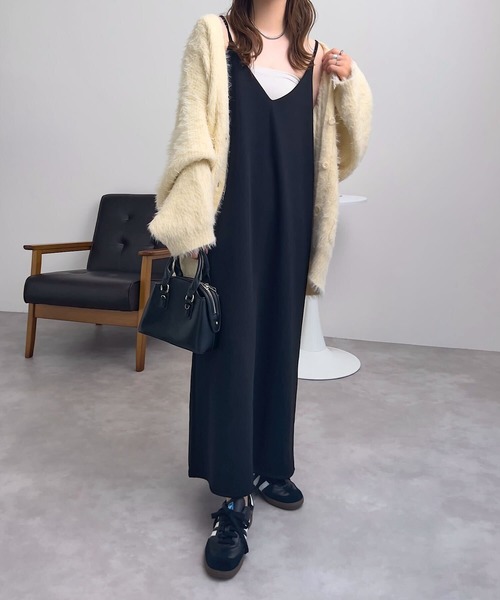 セール】バックデザインが選べる2type Vネックロングキャソールミ