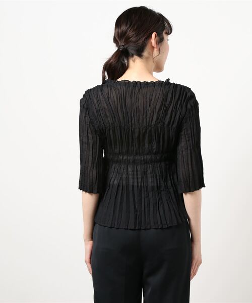 MOUSSY（マウジー）の「SHEER PLEATS ブラウス（シャツ/ブラウス・レディース・ブラック/アイボリー/ライトイエロー・FREE）」の5枚目の写真