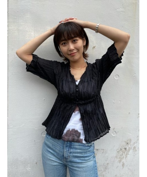 MOUSSY（マウジー）の「SHEER PLEATS ブラウス（シャツ/ブラウス・レディース・ブラック/アイボリー/ライトイエロー・FREE）」の13枚目の写真