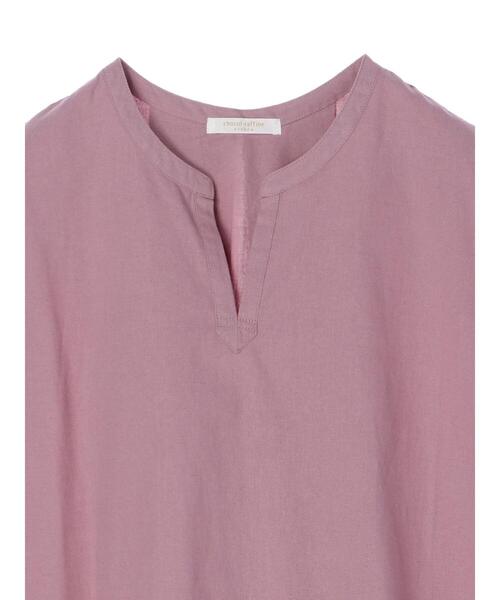 Green　Parks（グリーンパークス）の「ベルギーリネンブレンド チュニック＊（シャツ/ブラウス・レディース・オフホワイト/ピンク/サックスブルー/ブラック・FREE）」の10枚目の写真