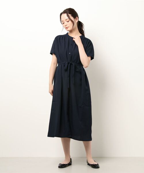 Te chichi(テチチ)の「麻調2wayシャツワンピース(シャツワンピース・レディース・グリーン/ネイビー/ベージュ・フリ-)」の7枚目の写真