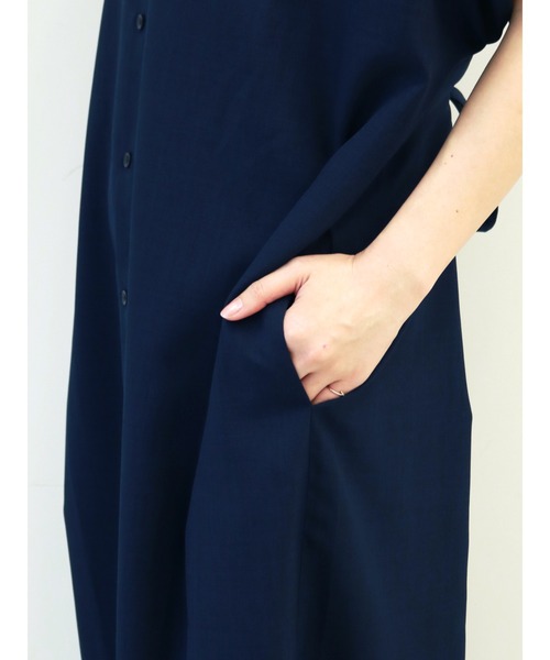 Te chichi(テチチ)の「麻調2wayシャツワンピース(シャツワンピース・レディース・グリーン/ネイビー/ベージュ・フリ-)」の10枚目の写真