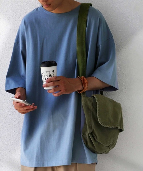 antiqua（アンティカ）の「綿100%バスク生地半袖Tシャツ（Tシャツ/カットソー・メンズ・パープル系その他/ブラック/アイボリー/ブルー/オフホワイト/ライトグリーン/オレンジ・L/M/XL）」の6枚目の写真