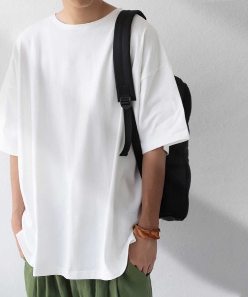 antiqua（アンティカ）の「綿100%バスク生地半袖Tシャツ（Tシャツ/カットソー・メンズ・パープル系その他/ブラック/アイボリー/ブルー/オフホワイト/ライトグリーン/オレンジ・L/M/XL）」の8枚目の写真