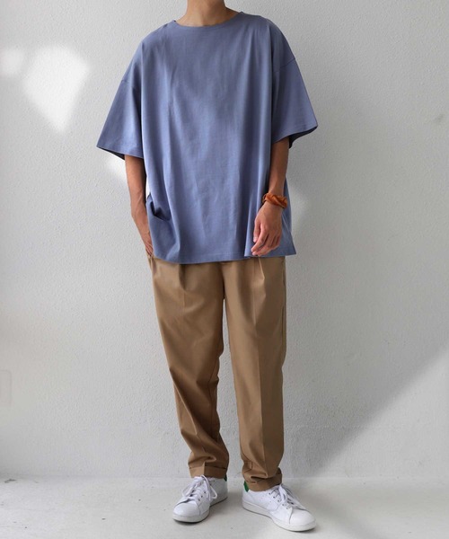 antiqua（アンティカ）の「綿100%バスク生地半袖Tシャツ（Tシャツ/カットソー・メンズ・パープル系その他/ブラック/アイボリー/ブルー/オフホワイト/ライトグリーン/オレンジ・L/M/XL）」の22枚目の写真