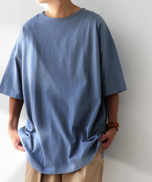 antiqua（アンティカ）の「綿100%バスク生地半袖Tシャツ（Tシャツ/カットソー・メンズ・パープル系その他/ブラック/アイボリー/ブルー/オフホワイト/ライトグリーン/オレンジ・L/M/XL）」の20枚目の写真