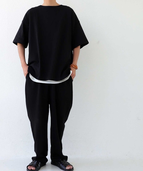 antiqua（アンティカ）の「綿100%バスク生地半袖Tシャツ（Tシャツ/カットソー・メンズ・パープル系その他/ブラック/アイボリー/ブルー/オフホワイト/ライトグリーン/オレンジ・L/M/XL）」の14枚目の写真