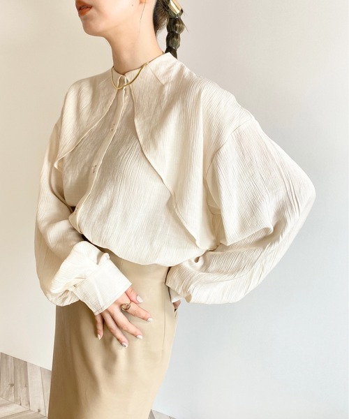 y/m by RIKA（イムバイリカ）の「楊柳ケープシャツ（シャツ/ブラウス・レディース・アイボリー/ブラック・FREE）」の19枚目の写真