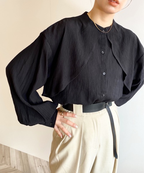 y/m by RIKA（イムバイリカ）の「楊柳ケープシャツ（シャツ/ブラウス・レディース・アイボリー/ブラック・FREE）」の21枚目の写真