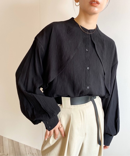 y/m by RIKA（イムバイリカ）の「楊柳ケープシャツ（シャツ/ブラウス・レディース・アイボリー/ブラック・FREE）」の17枚目の写真