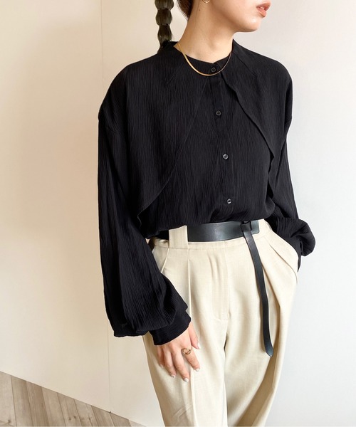 y/m by RIKA（イムバイリカ）の「楊柳ケープシャツ（シャツ/ブラウス・レディース・アイボリー/ブラック・FREE）」の16枚目の写真