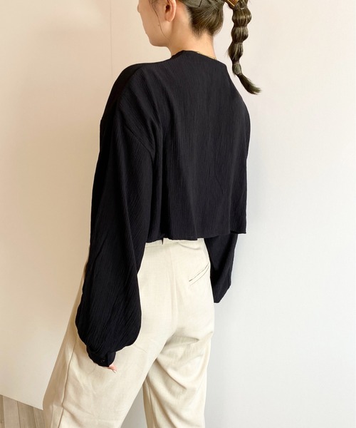 y/m by RIKA（イムバイリカ）の「楊柳ケープシャツ（シャツ/ブラウス・レディース・アイボリー/ブラック・FREE）」の7枚目の写真