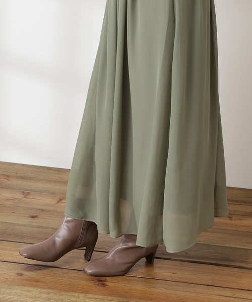 N.（N. Natural Beauty Basic）（エヌエヌナチュラルビューティーベーシック）の「◆襟付ニット＆ボリュームフレアスカートセットアップ（ワンピース・レディース・チャコールグレー/ブルー/グリーン・MEDIUM）」の5枚目の写真