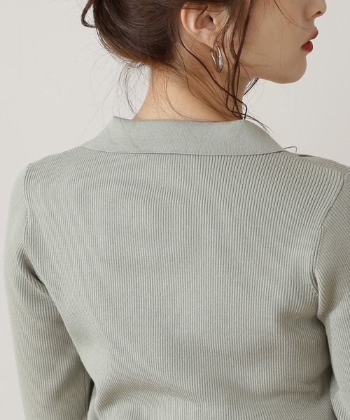 N.（N. Natural Beauty Basic）（エヌエヌナチュラルビューティーベーシック）の「◆襟付ニット＆ボリュームフレアスカートセットアップ（ワンピース・レディース・チャコールグレー/ブルー/グリーン・MEDIUM）」の10枚目の写真