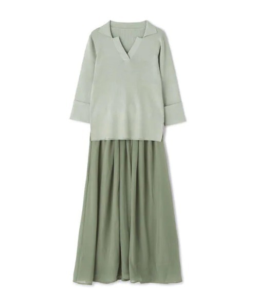 N.（N. Natural Beauty Basic）（エヌエヌナチュラルビューティーベーシック）の「◆襟付ニット＆ボリュームフレアスカートセットアップ（ワンピース・レディース・チャコールグレー/ブルー/グリーン・MEDIUM）」の22枚目の写真