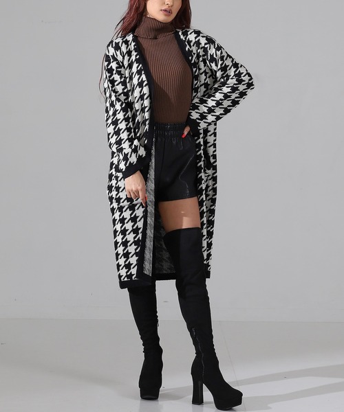 LATINA（ラティーナ）の「千鳥柄ロングニットカーディガン（カーディガン/ボレロ・レディース・ブラック×ホワイト/ブラック系その他・FREE）」の2枚目の写真