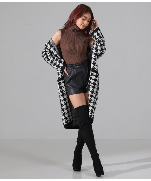 LATINA（ラティーナ）の「千鳥柄ロングニットカーディガン（カーディガン/ボレロ・レディース・ブラック×ホワイト/ブラック系その他・FREE）」の5枚目の写真