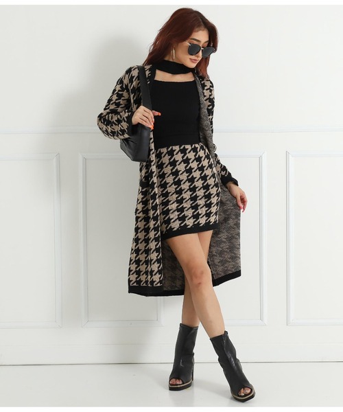 LATINA（ラティーナ）の「千鳥柄ロングニットカーディガン（カーディガン/ボレロ・レディース・ブラック×ホワイト/ブラック系その他・FREE）」の7枚目の写真