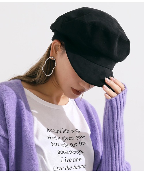 Settimissimo（セッティミッシモ）の「エコスエードキャスケット（キャスケット・レディース・ベージュ/ブラック・FREE）」の4枚目の写真