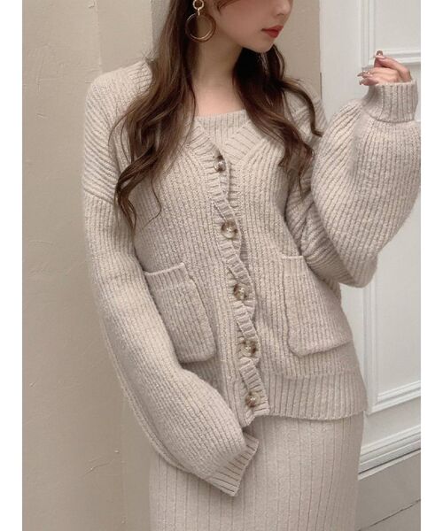 RESEXXY(リゼクシー)の「カラーニットカーディガン【セットアップ着用可能】(カーディガン/ボレロ・レディース・ベージュ/ブラウン/グリーン・FREE)」の3枚目の写真