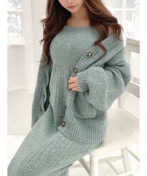 カラーニットカーディガン【セットアップ着用可能】