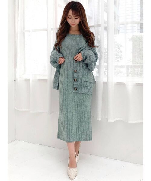 RESEXXY(リゼクシー)の「カラーニットカーディガン【セットアップ着用可能】(カーディガン/ボレロ・レディース・ベージュ/ブラウン/グリーン・FREE)」の4枚目の写真