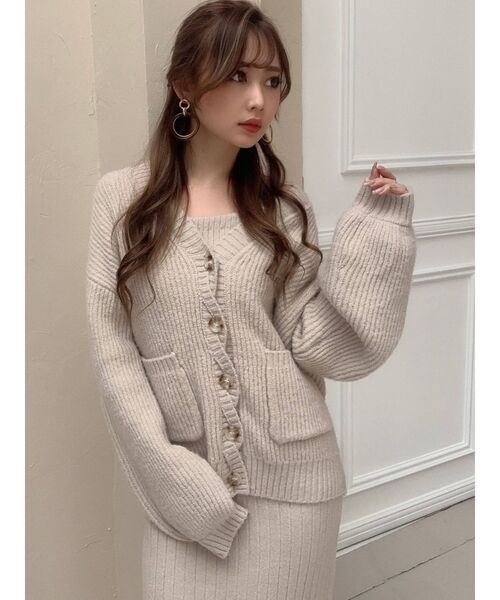 RESEXXY(リゼクシー)の「カラーニットカーディガン【セットアップ着用可能】(カーディガン/ボレロ・レディース・ベージュ/ブラウン/グリーン・FREE)」の5枚目の写真