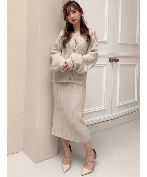 RESEXXY(リゼクシー)の「カラーニットカーディガン【セットアップ着用可能】(カーディガン/ボレロ・レディース・ベージュ/ブラウン/グリーン・FREE)」の11枚目の写真