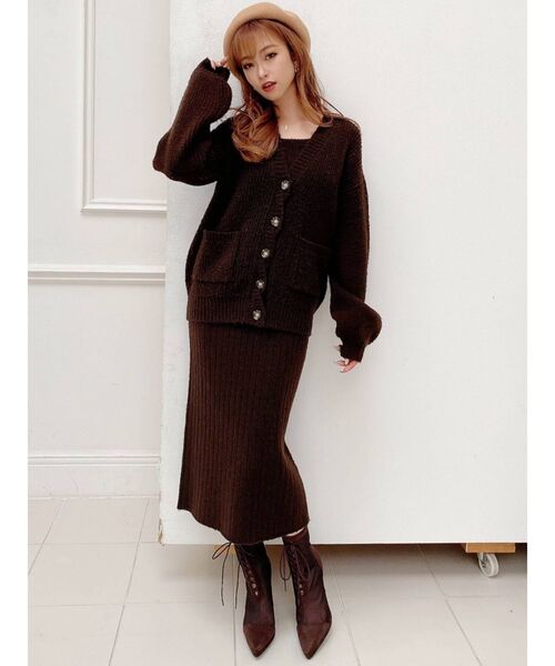 RESEXXY(リゼクシー)の「カラーニットカーディガン【セットアップ着用可能】(カーディガン/ボレロ・レディース・ベージュ/ブラウン/グリーン・FREE)」の18枚目の写真