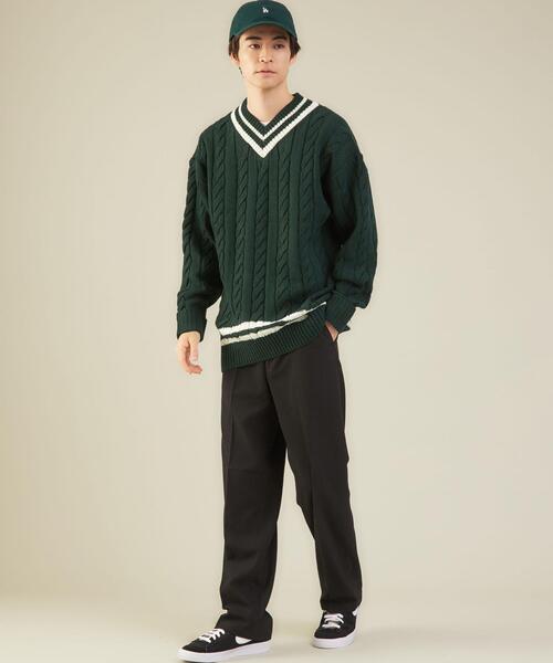 green label relaxing by 風早ゆうた(グリーンレーベルリラクシングバイカゼハヤユウタ)の「【WEB限定】<KZ×green label relaxing>チルデン ニット セーター(ニット/セーター・メンズ・オフホワイト/ダークグリーン/ネイビー・L/M)」の20枚目の写真