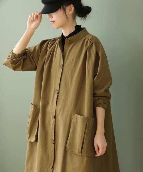 RUUX(ルーフ)の「ルーズシルエット ノーカラー コート(ノーカラーコート・レディース・カーキ/キャメル・MEDIUM/LARGE/X-LARGE/XX-LARGE/XXX-LARGE)」の1枚目の写真