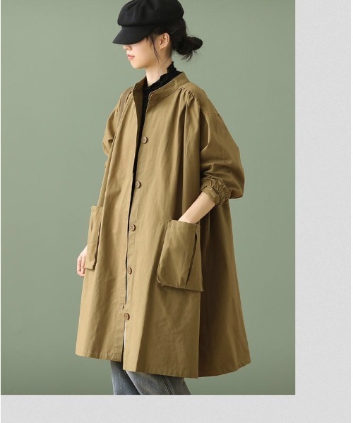 RUUX(ルーフ)の「ルーズシルエット ノーカラー コート(ノーカラーコート・レディース・カーキ/キャメル・MEDIUM/LARGE/X-LARGE/XX-LARGE/XXX-LARGE)」の12枚目の写真