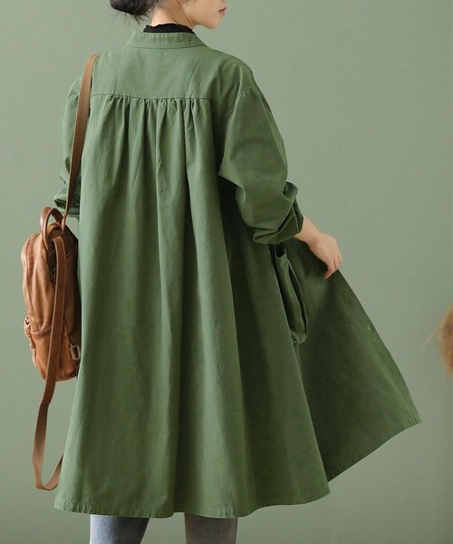 RUUX(ルーフ)の「ルーズシルエット ノーカラー コート(ノーカラーコート・レディース・カーキ/キャメル・MEDIUM/LARGE/X-LARGE/XX-LARGE/XXX-LARGE)」の11枚目の写真