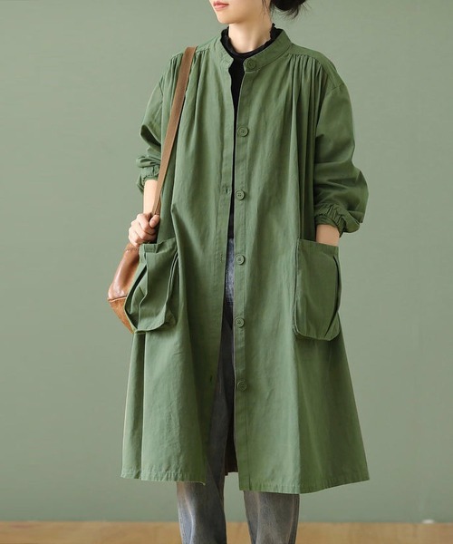 RUUX(ルーフ)の「ルーズシルエット ノーカラー コート(ノーカラーコート・レディース・カーキ/キャメル・MEDIUM/LARGE/X-LARGE/XX-LARGE/XXX-LARGE)」の8枚目の写真