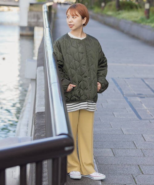 ITEMS URBANRESEARCH（アイテムズ アーバンリサーチ）の「瓢箪キルト中綿ブルゾン（ブルゾン・レディース・ブラック/ベージュ系その他/カーキ・FREE）」の9枚目の写真