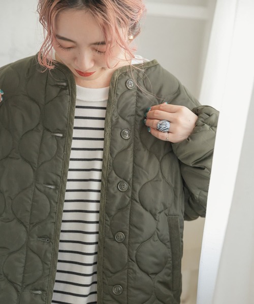 ITEMS URBANRESEARCH（アイテムズ アーバンリサーチ）の「瓢箪キルト中綿ブルゾン（ブルゾン・レディース・ブラック/ベージュ系その他/カーキ・FREE）」の16枚目の写真