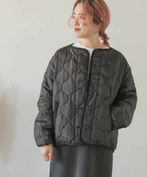 ITEMS URBANRESEARCH（アイテムズ アーバンリサーチ）の「瓢箪キルト中綿ブルゾン（ブルゾン・レディース・ブラック/ベージュ系その他/カーキ・FREE）」の22枚目の写真