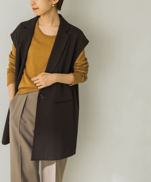 URBAN RESEARCH(アーバンリサーチ)の「ウール調合繊テーラードジレ(その他アウター・レディース・ベージュ/ブラウン・FREE)」の2枚目の写真